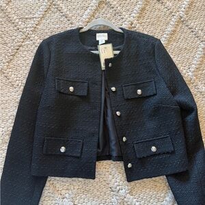 H&M Black Textured Blazer with Button Details